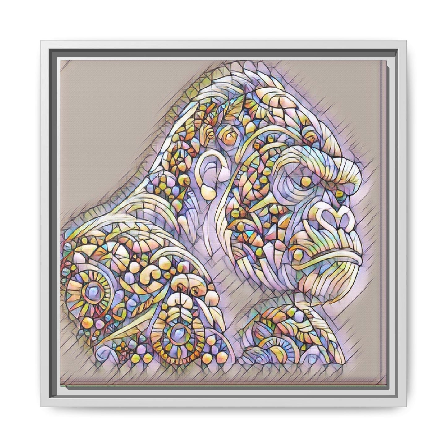 Colorful Ornate Gorilla Matte Canvas Framed Wall Art