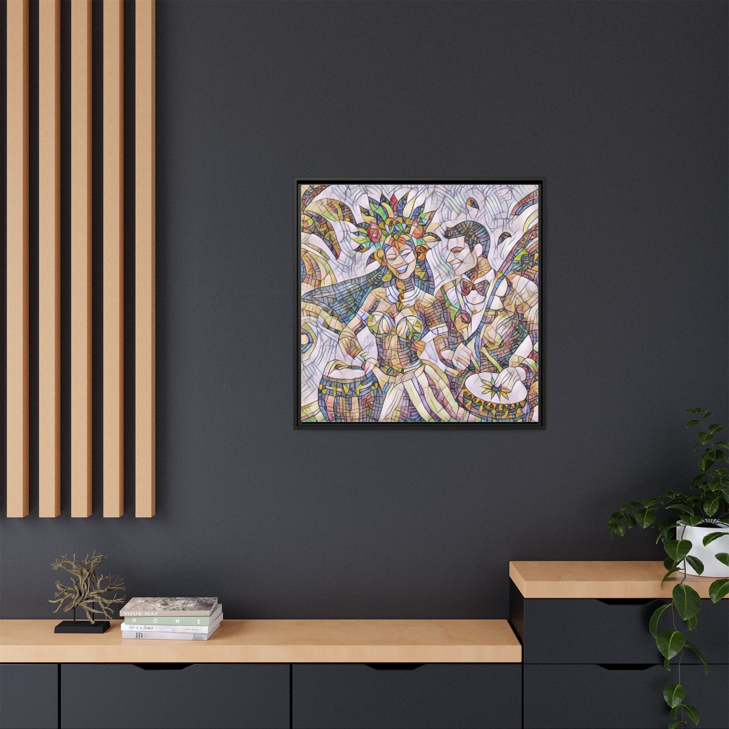 Carnival Samba Dancers Framed Canvas Art — Colorful Brazilian Festival Wall Decor
