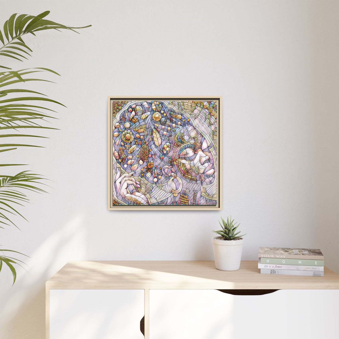 Bohemian Mosaic Woman Matte Canvas Framed Wall Art