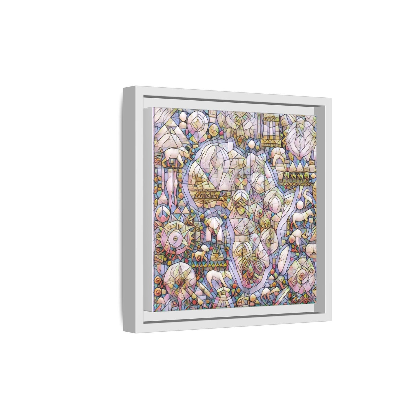 Abstract Stained-Glass Style Framed Canvas Print