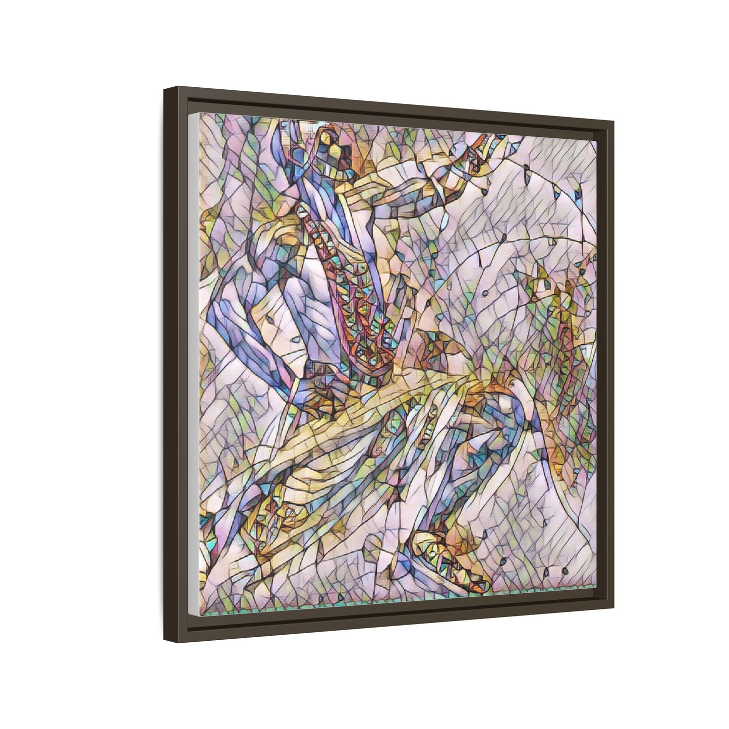 Abstract Stained-Glass Dancers — Framed Matte Canvas Art