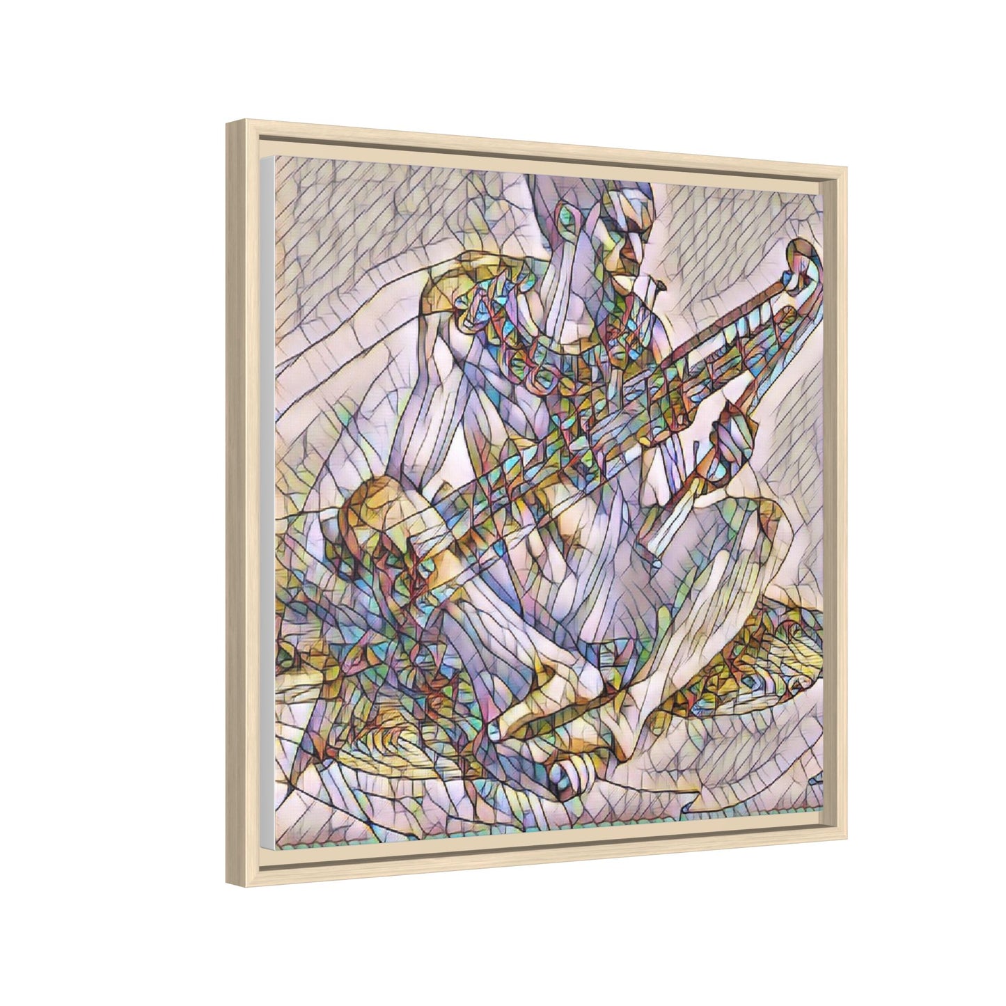 Framed Abstract Musician Canvas Art — Multicolor Modern Wall Decor