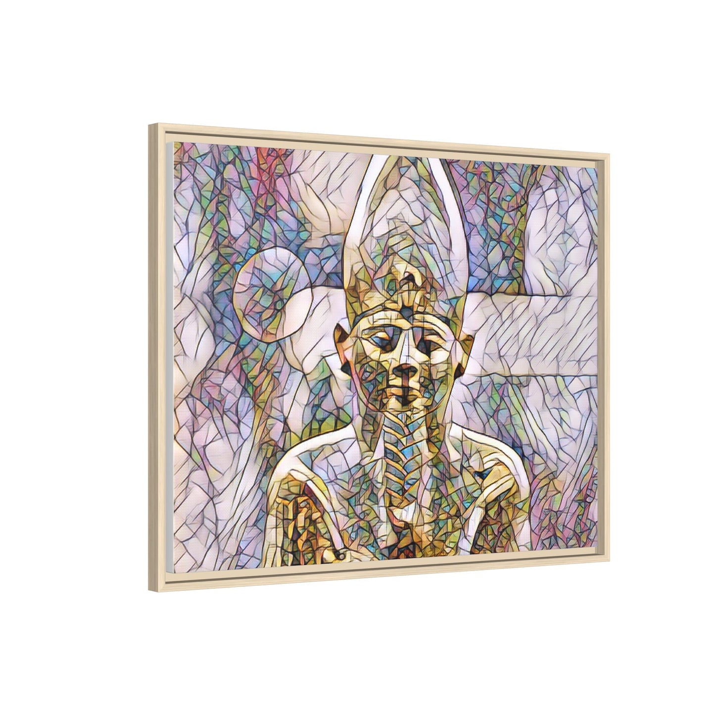 Egyptian Pharaoh Stained-Glass Style Matte Canvas Print, Framed