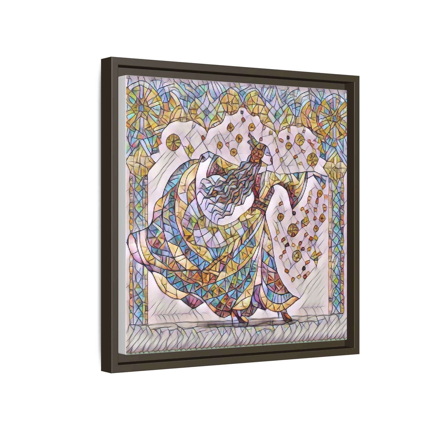 Stained Glass Dancing Dervish Framed Canvas Art