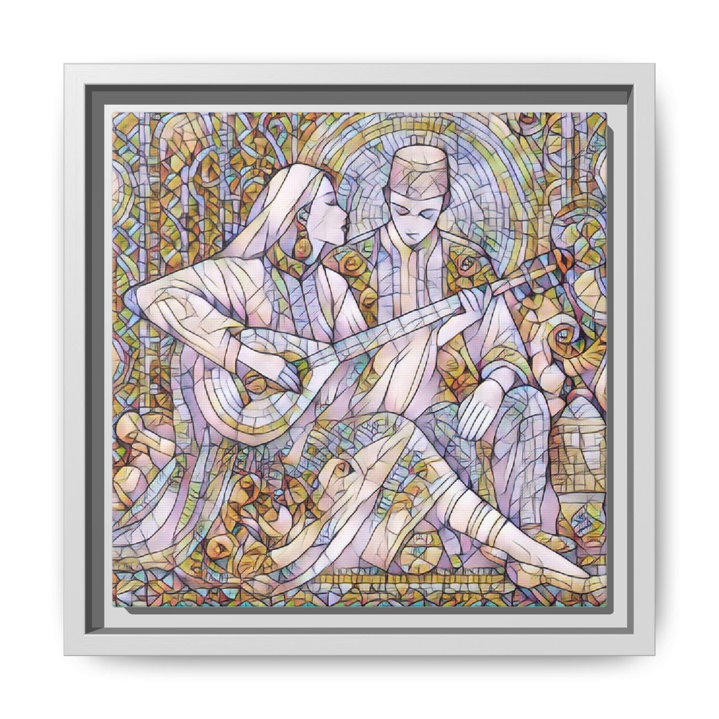 Love Song Serenade - Framed Canvas Wall Art | Guitar Player Romantic Print