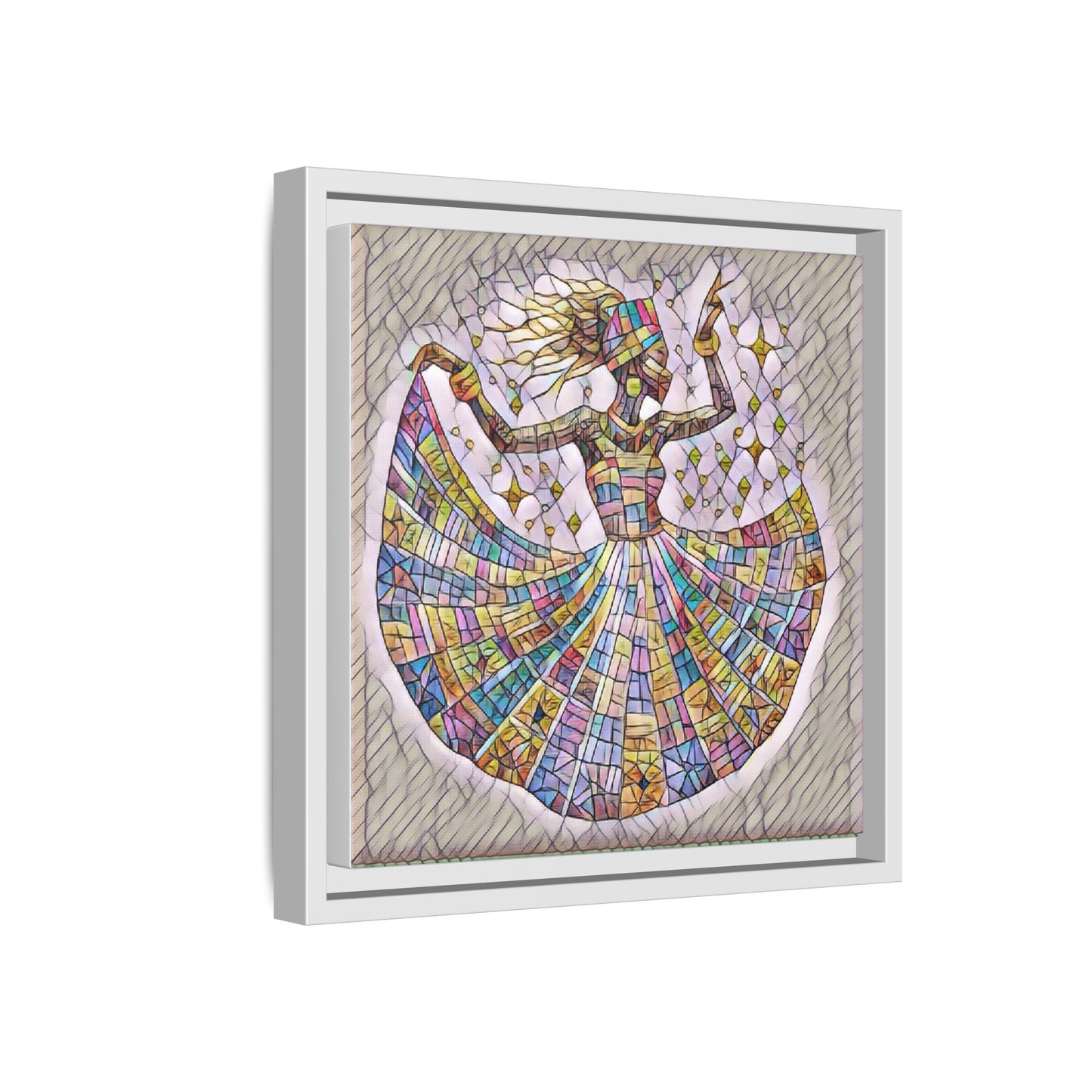 Colorful Mosaic Dance Framed Canvas Art