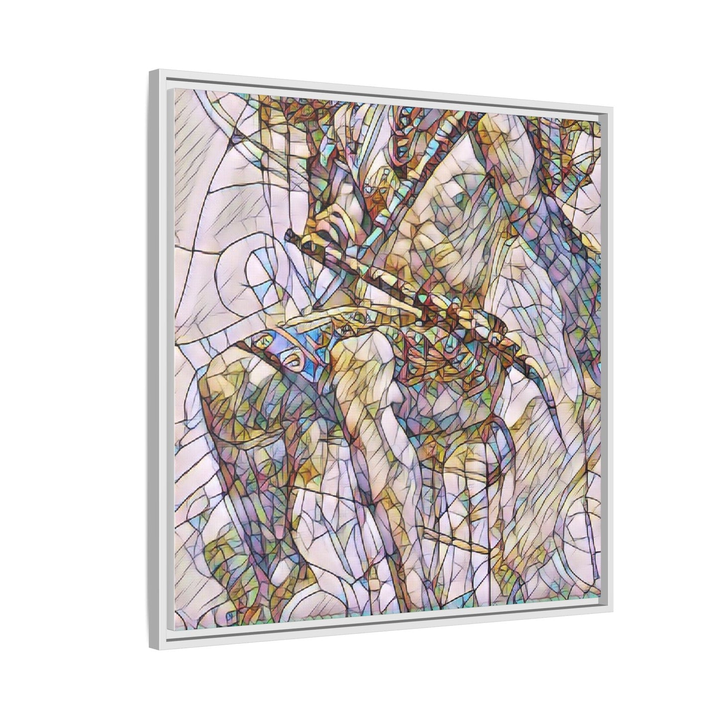 Framed Abstract Musician Canvas Art — Multi‑Color Jazz Saxophone Print