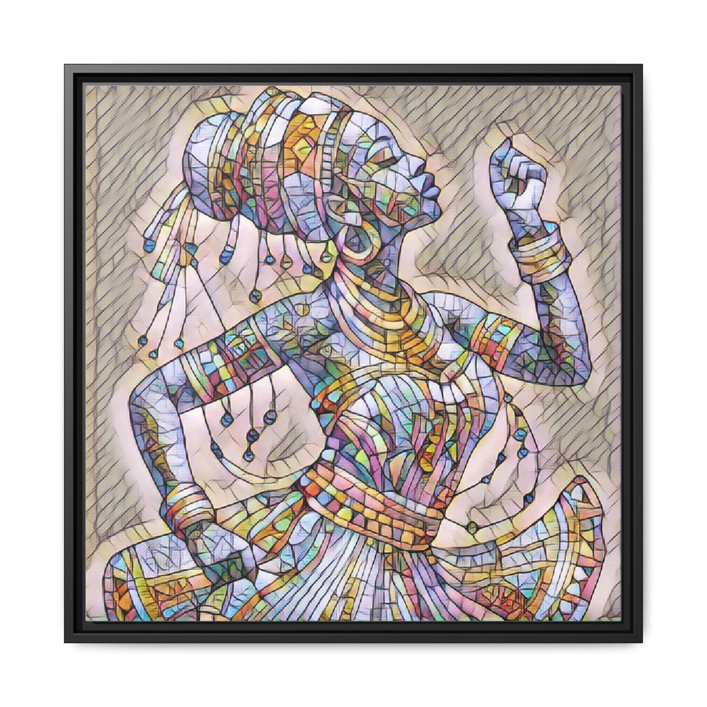 Framed Canvas Art — Colorful Mosaic Dancer