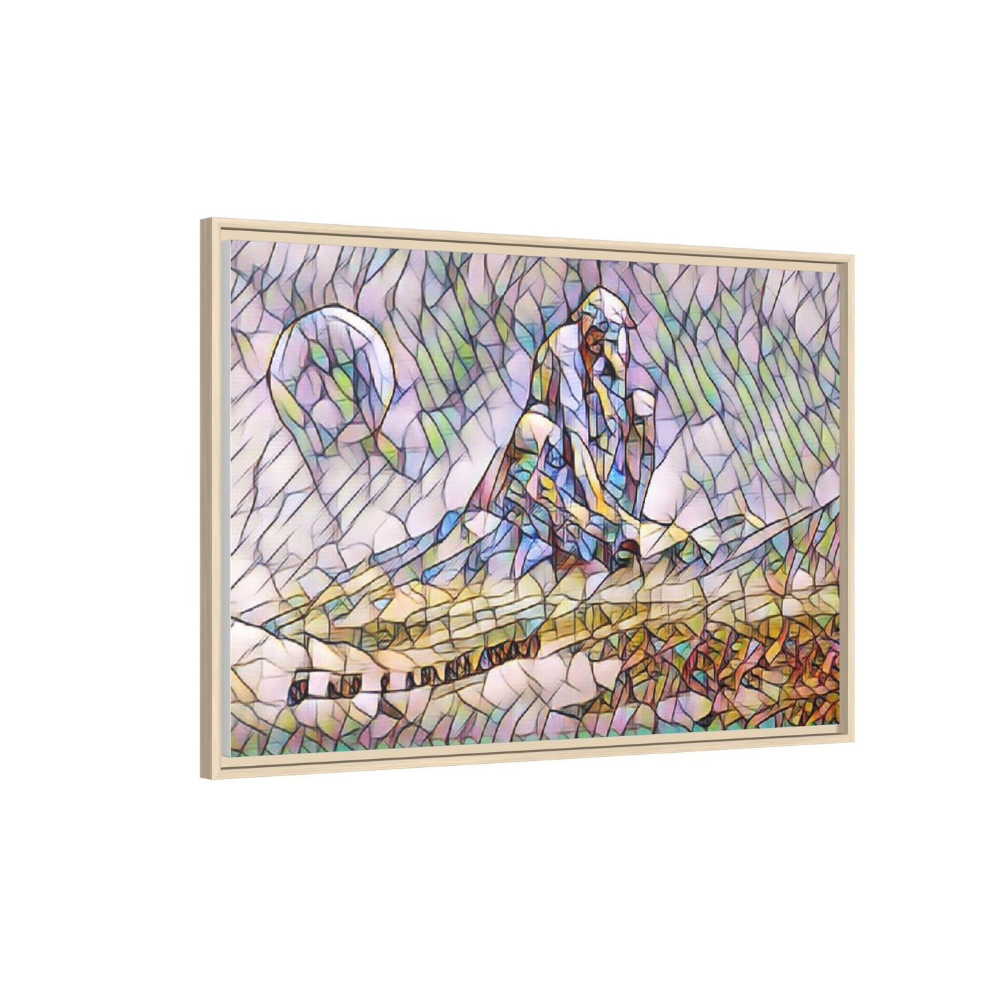 Stained-Glass Surfing Canvas Print — Framed Matte Wall Art