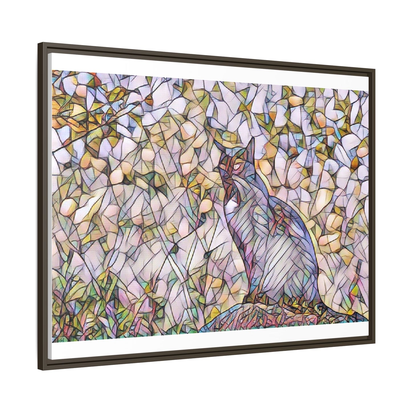 Framed Canvas Art - Stained Glass Heron Nature Print