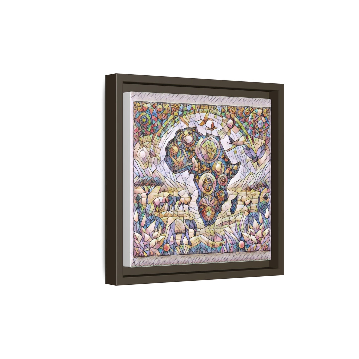 Abstract Mosaic Africa Framed Canvas — Colorful Stained-Glass Wall Art