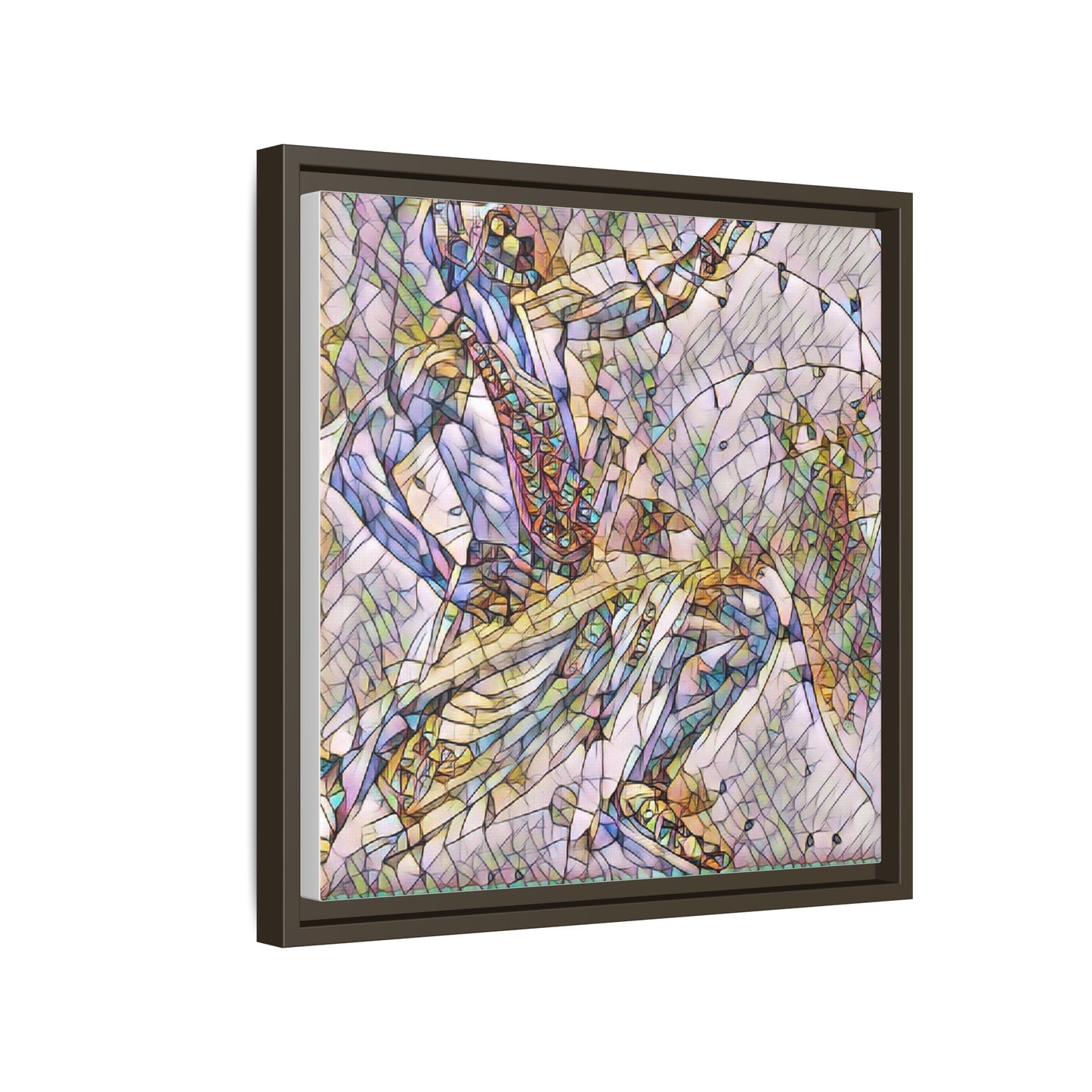 Abstract Stained-Glass Dancers — Framed Matte Canvas Art