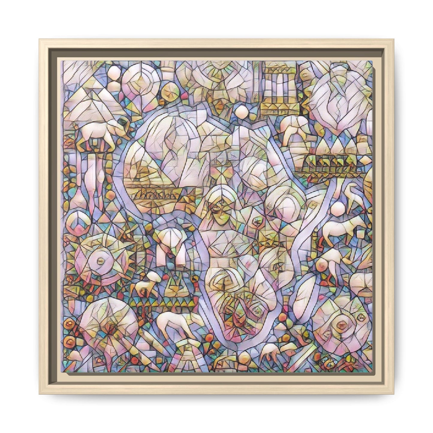 Abstract Stained-Glass Style Framed Canvas Print