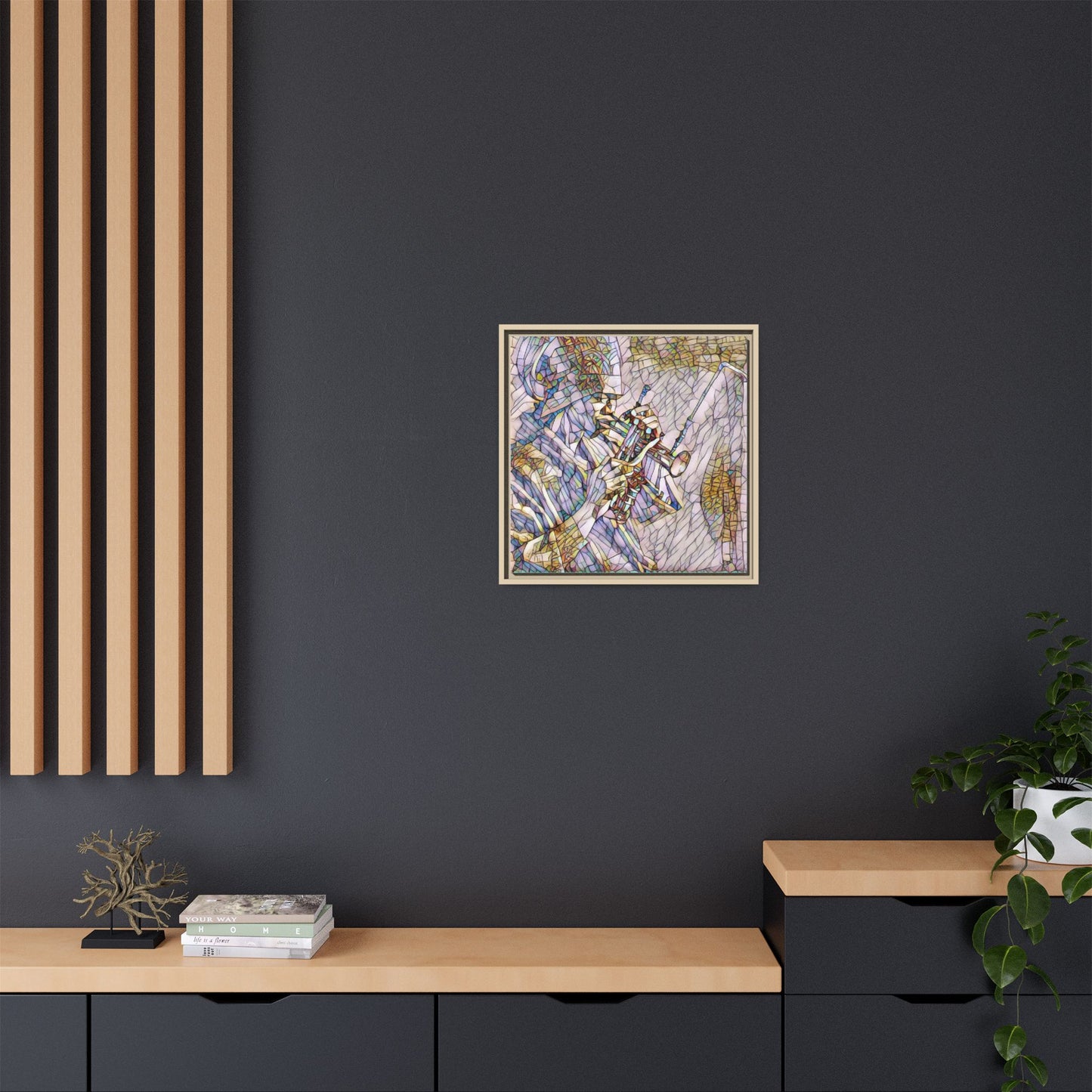 Framed Abstract Trumpet Player Matte Canvas Art