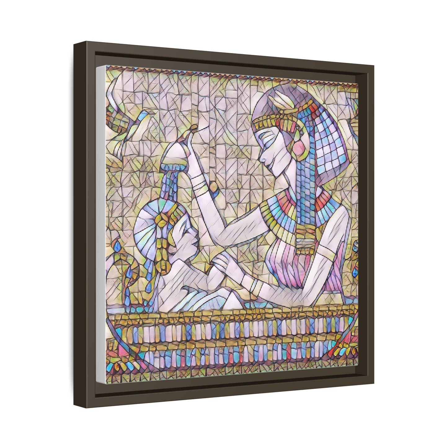 Egyptian Mosaic Mother & Child Framed Matte Canvas