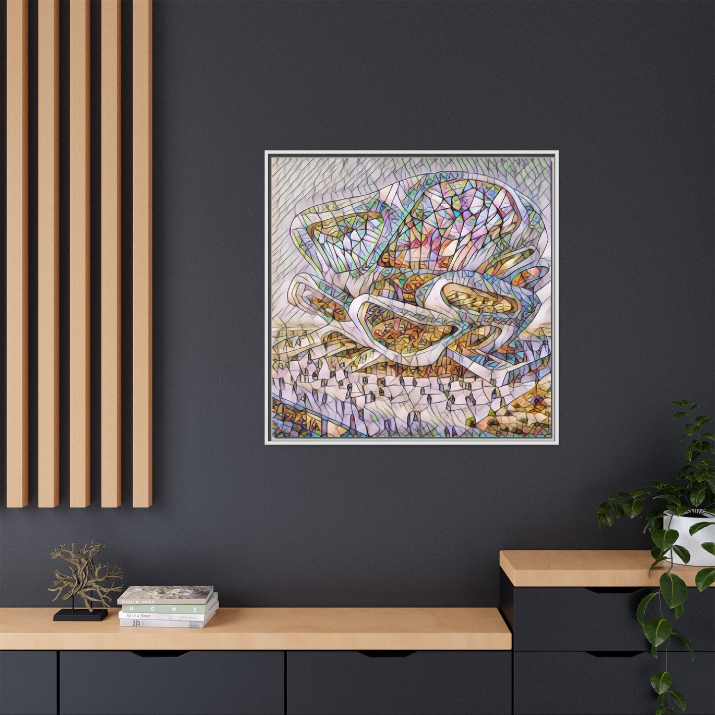 Abstract Colorful Sculpture Matte Canvas Framed Wall Art