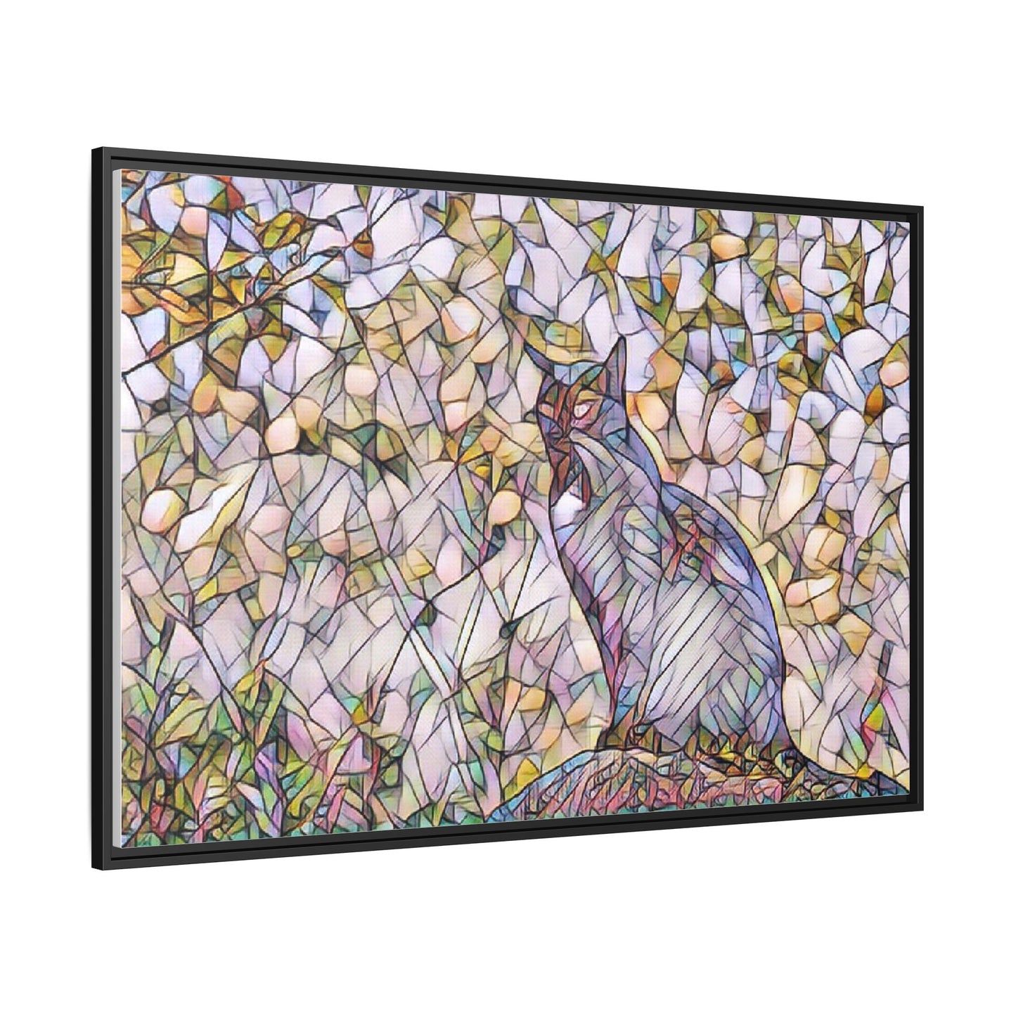 Framed Canvas Art - Stained Glass Heron Nature Print