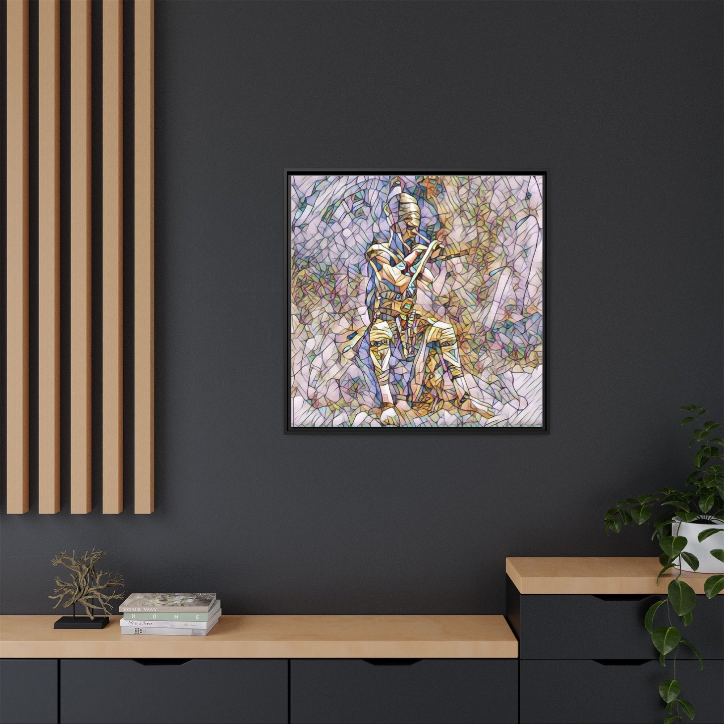 Framed Matte Canvas - Stained Glass Knight Artwork