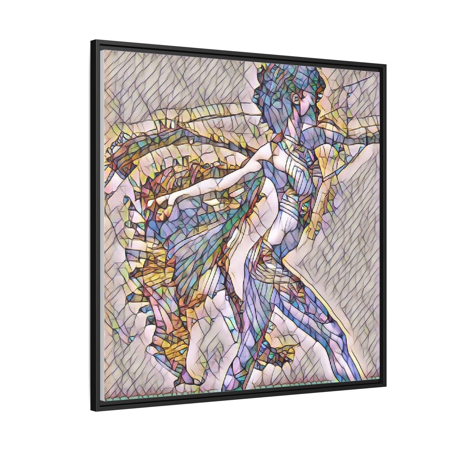 Abstract Stained-Glass Dancer Framed Canvas Art