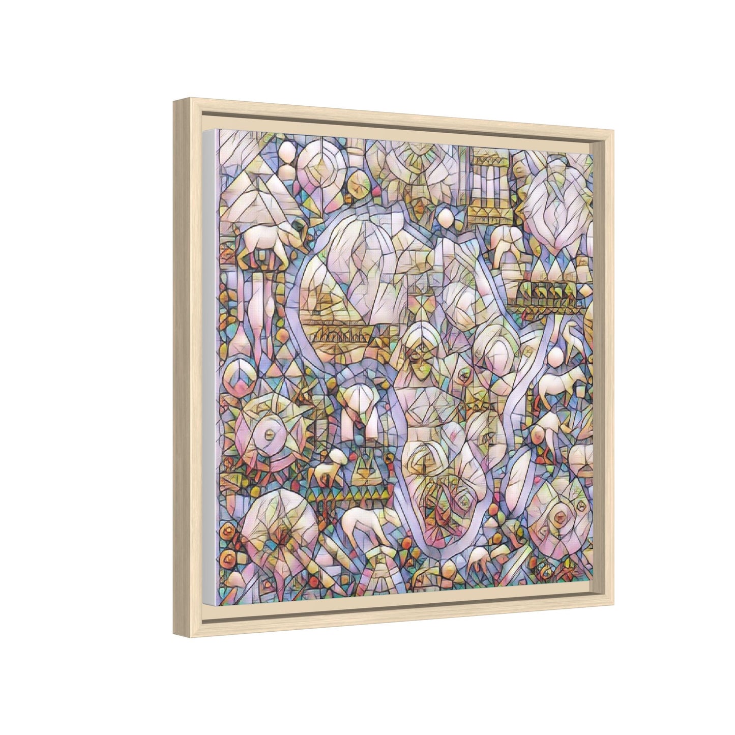Abstract Stained-Glass Style Framed Canvas Print