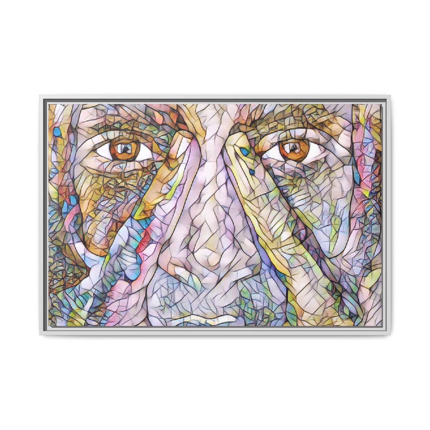 Abstract Stained-Glass Face Matte Canvas Framed Wall Art