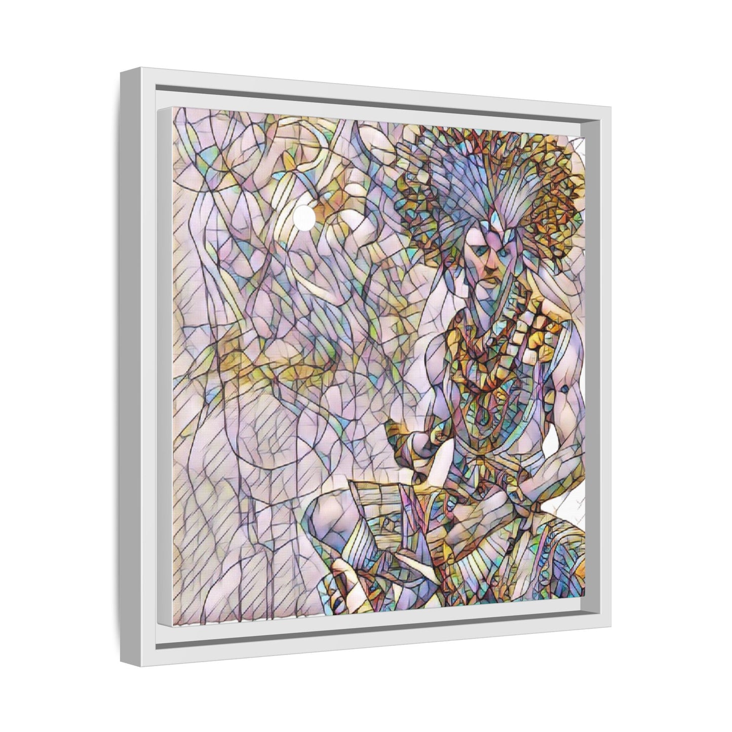 Framed Matte Canvas Art — Colorful Tribal Warrior Illustration