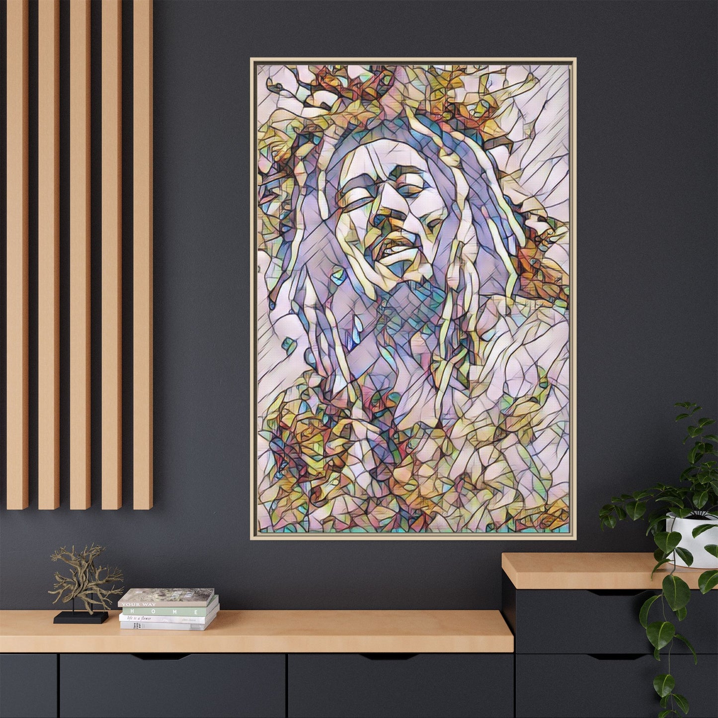 Abstract Multicolor Portrait Matte Canvas Framed Wall Art