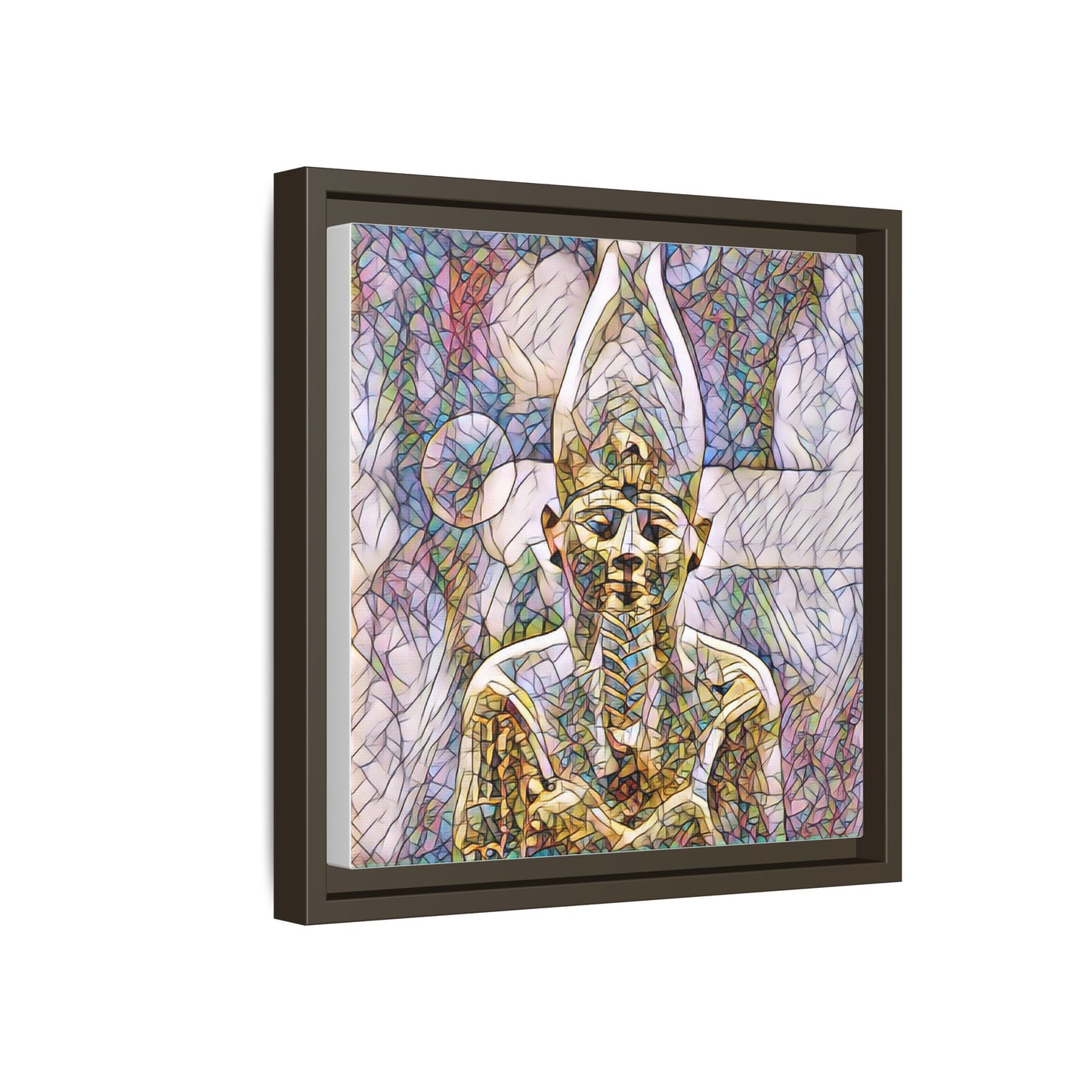 Egyptian Pharaoh Stained-Glass Style Matte Canvas Print, Framed