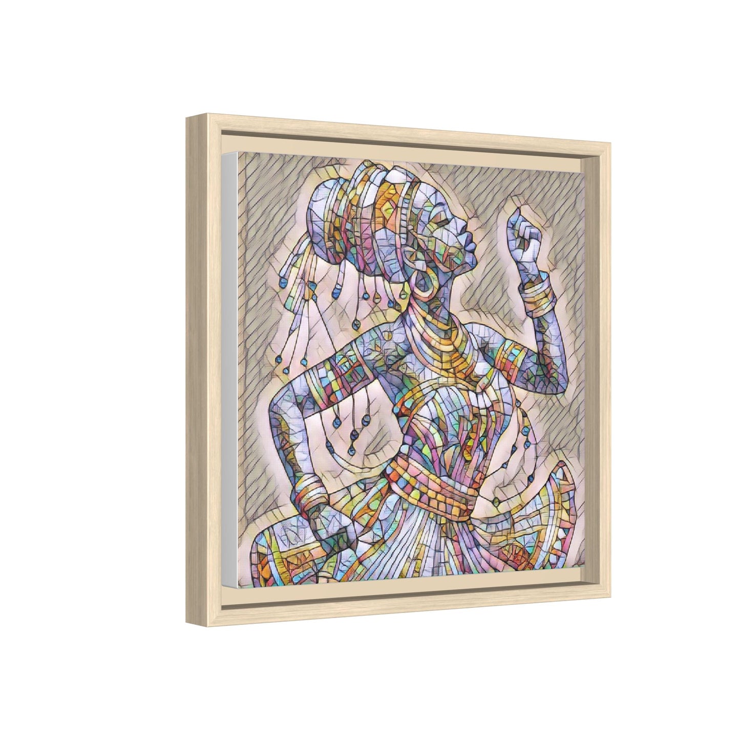 Framed Canvas Art — Colorful Mosaic Dancer