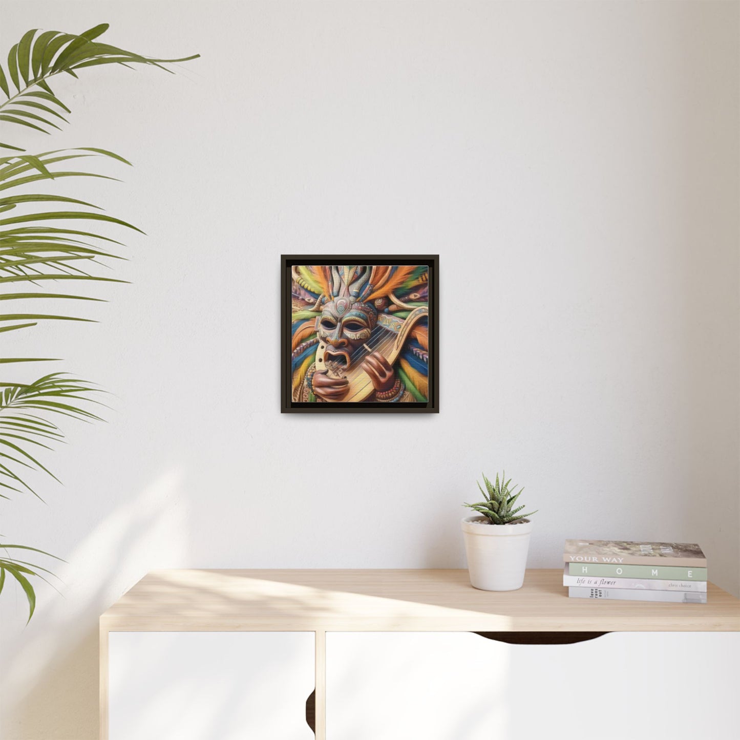 Colorful Tribal Mask Canvas — Framed Matte Wall Art