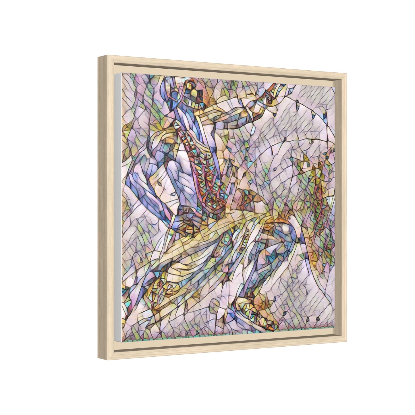 Abstract Stained-Glass Dancers — Framed Matte Canvas Art