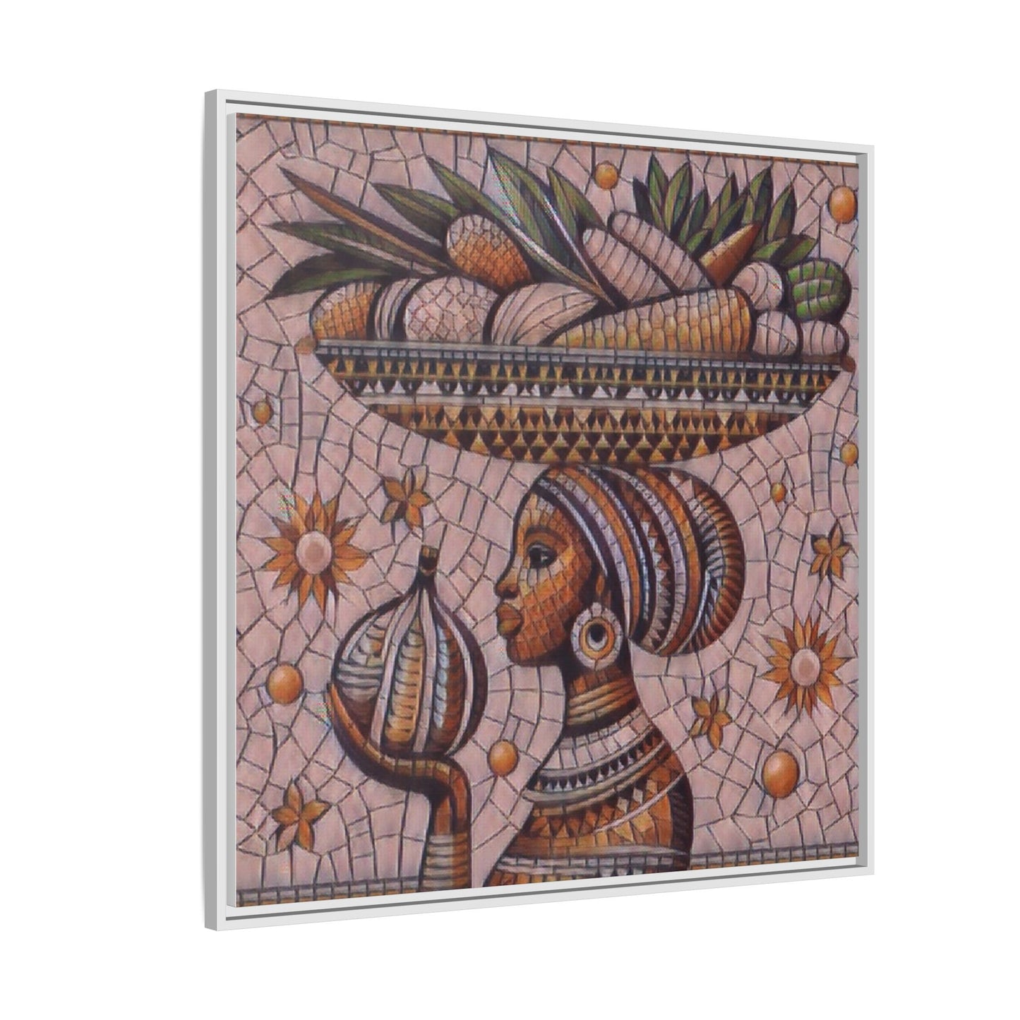 Egyptian Mosaic Goddess Matte Framed Canvas Wall Art