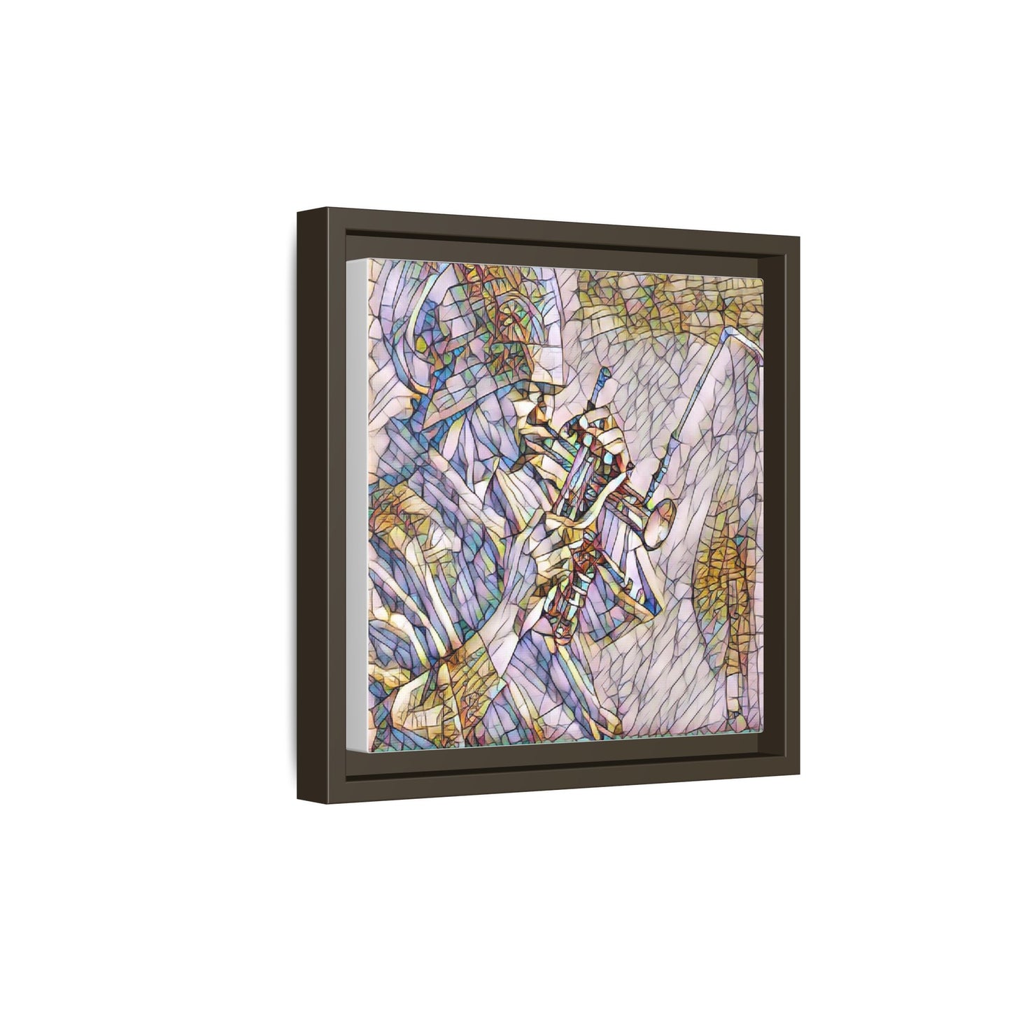 Framed Abstract Trumpet Player Matte Canvas Art