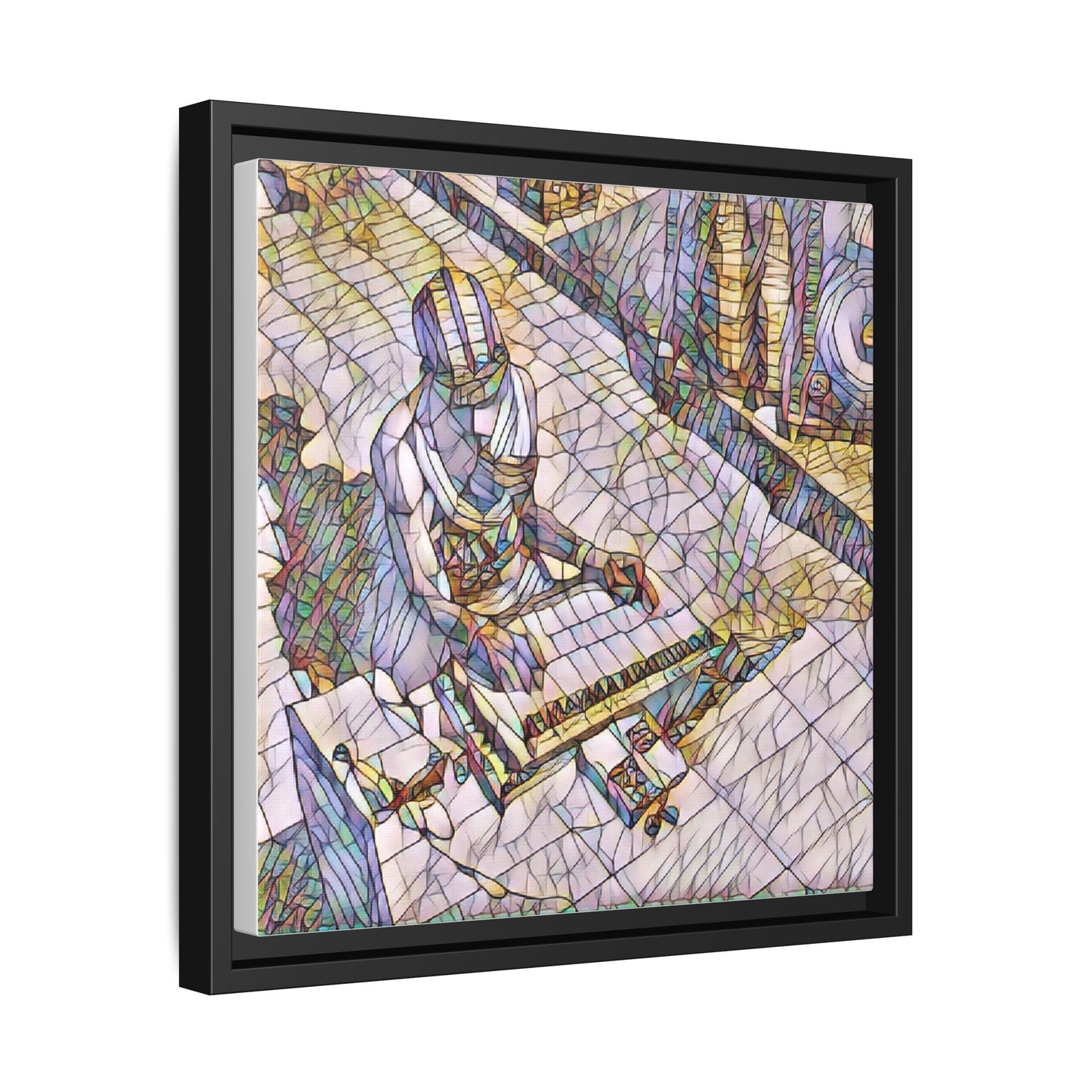 Abstract DJ Skateboarder Matte Framed Canvas – Colorful Urban Music Art Print
