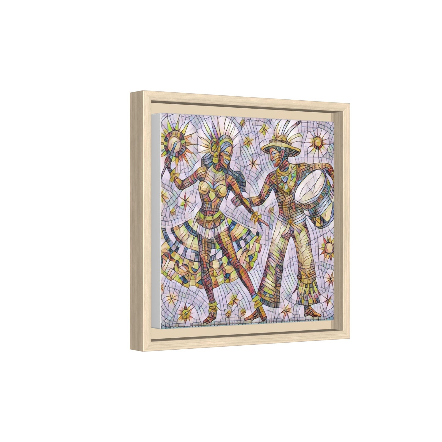 Carnival Dancers Framed Canvas Art — Colorful Samba Rhythm Wall Decor
