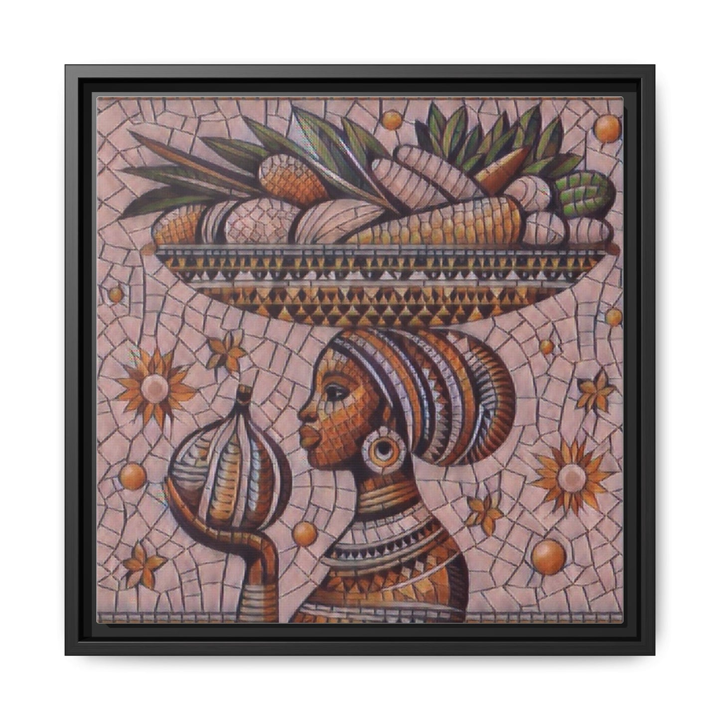 Egyptian Mosaic Goddess Matte Framed Canvas Wall Art