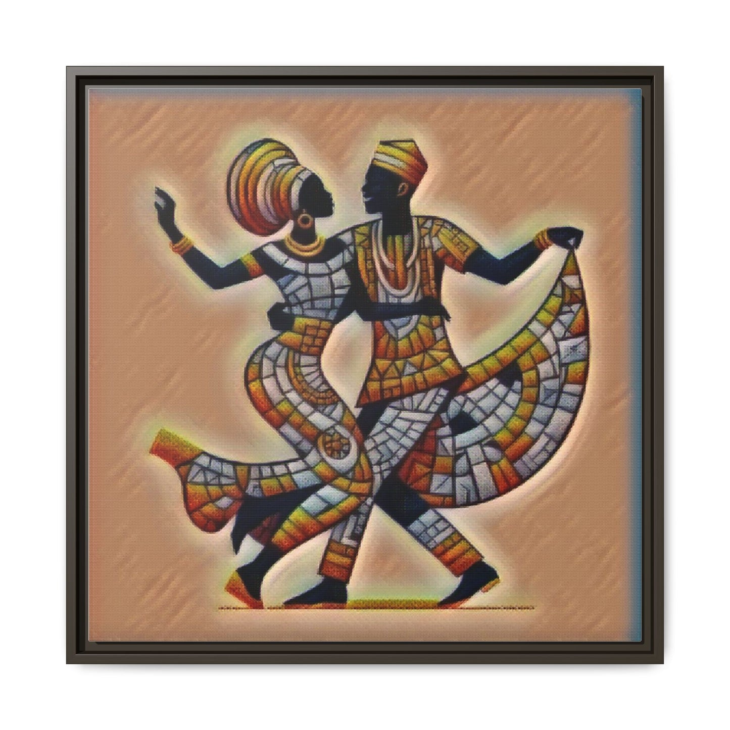 Framed African Dance Mosaic Art Print — Matte Canvas Wall Decor