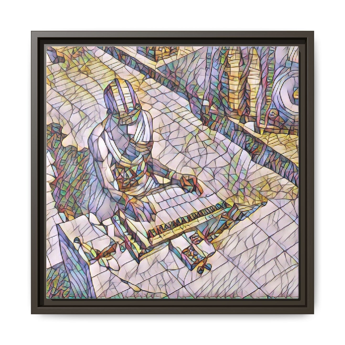 Abstract DJ Skateboarder Matte Framed Canvas – Colorful Urban Music Art Print