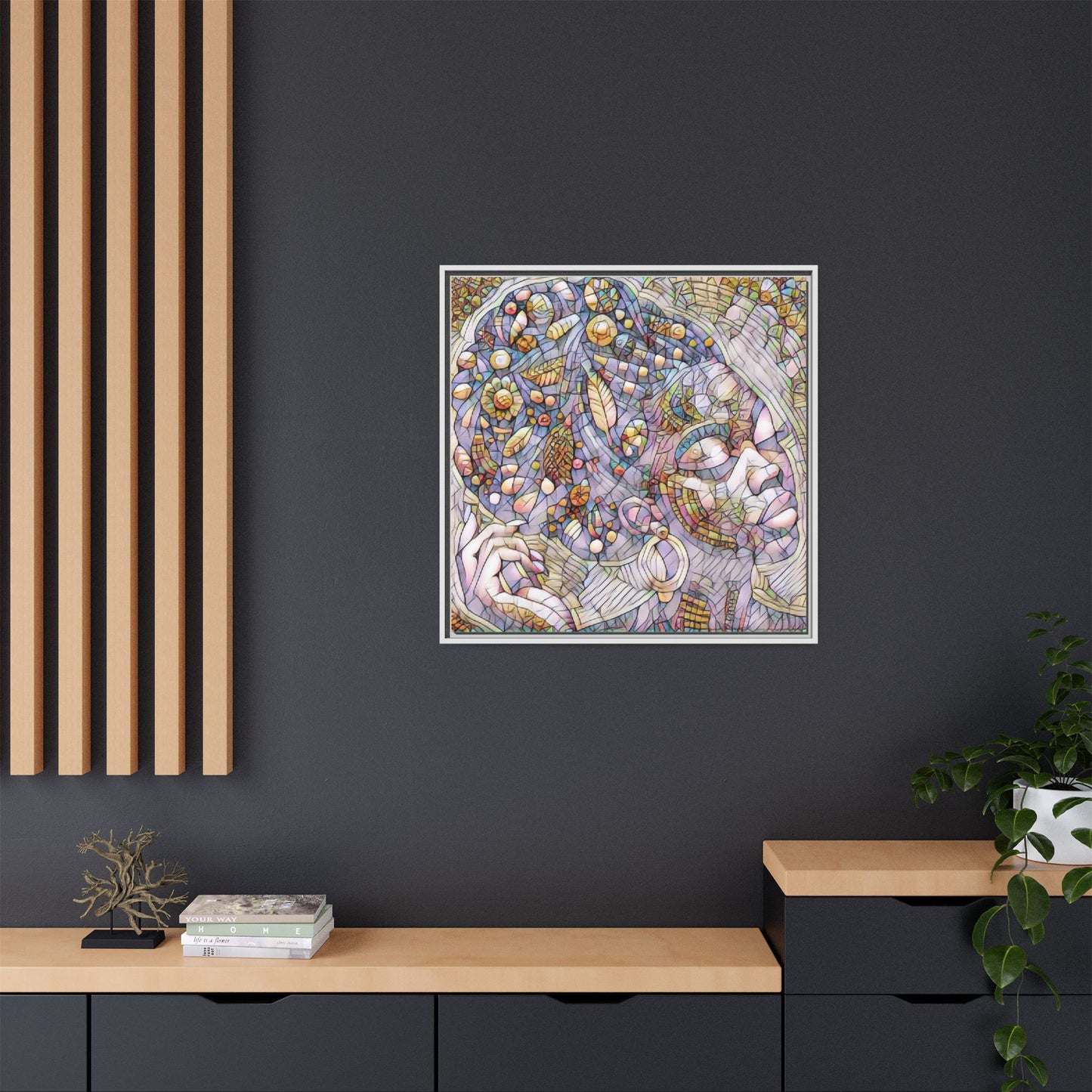 Bohemian Mosaic Woman Matte Canvas Framed Wall Art
