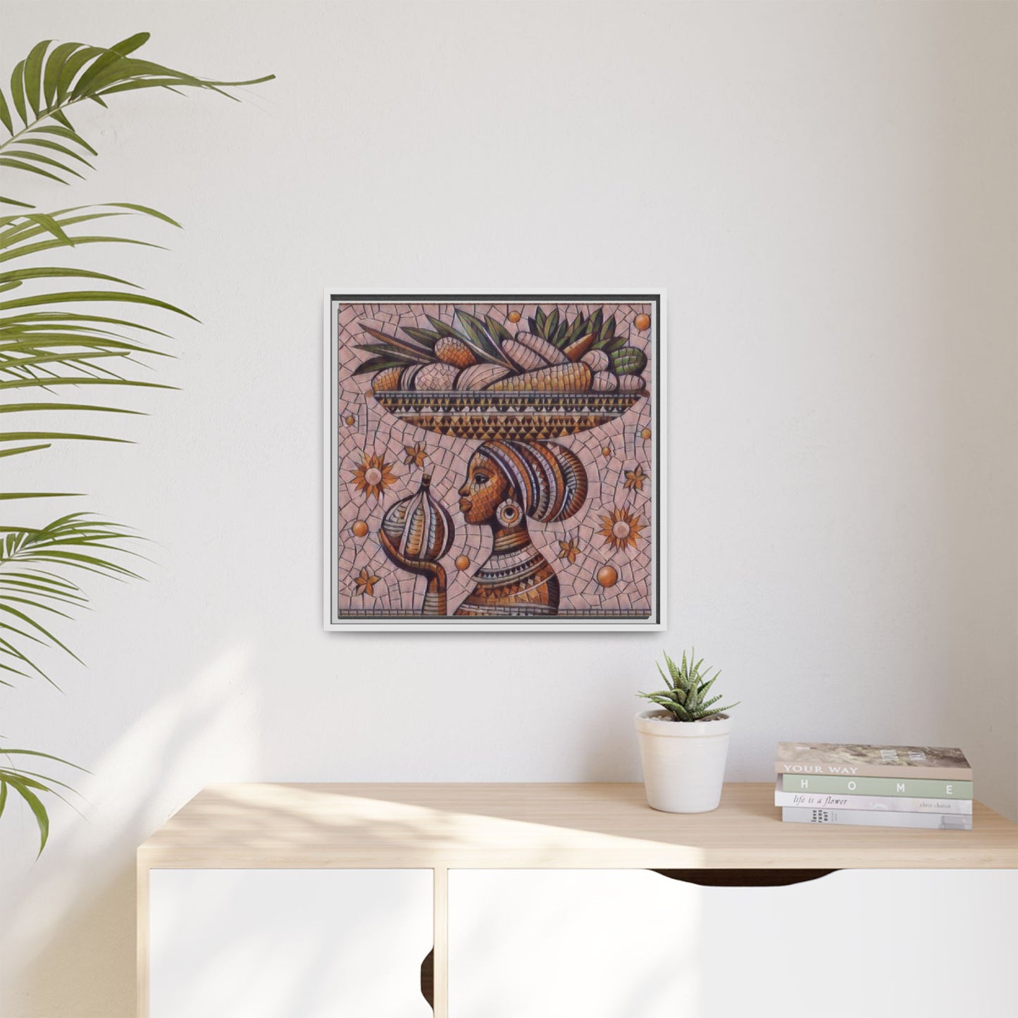 Egyptian Mosaic Goddess Matte Framed Canvas Wall Art