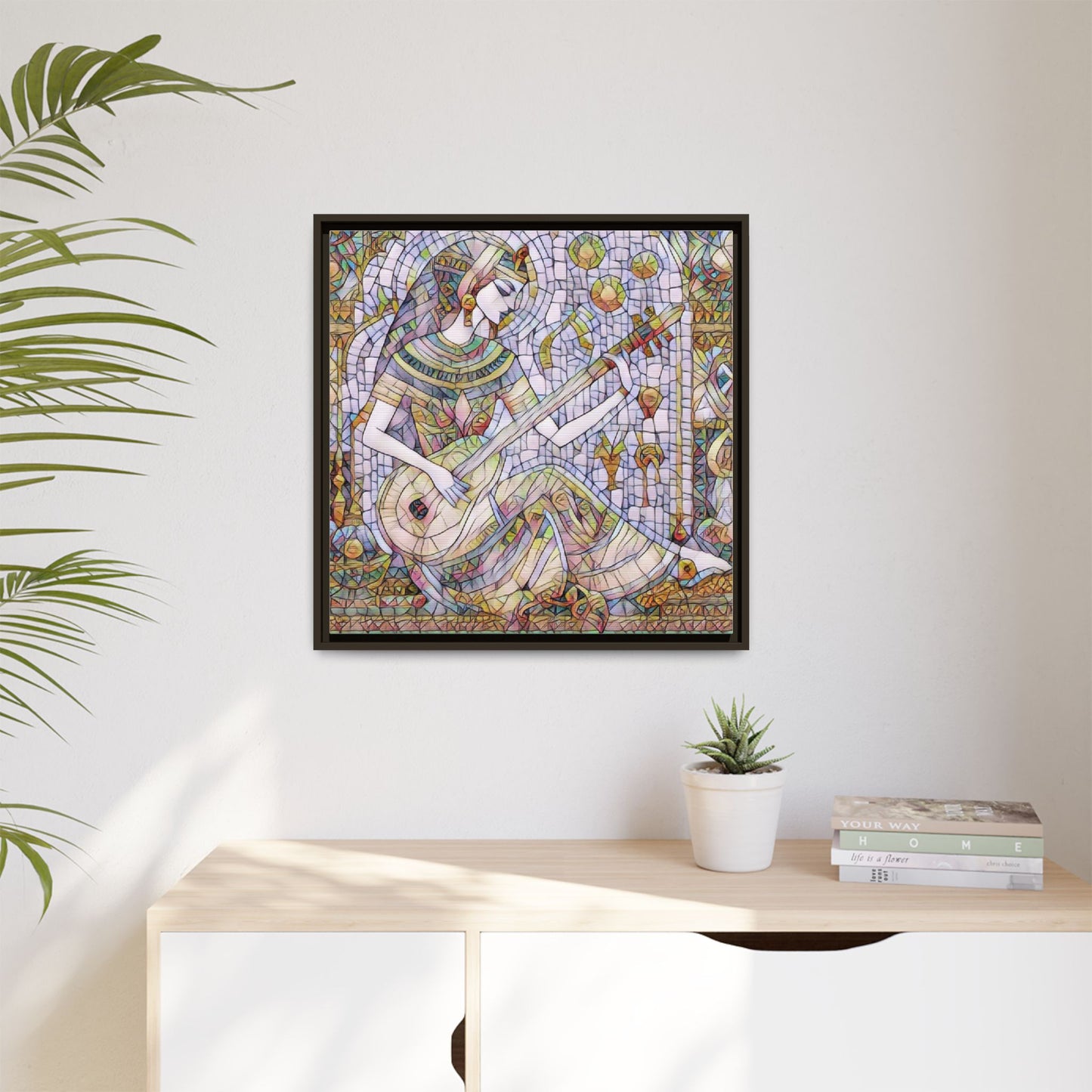 Egyptian Muse Mosaic Matte Canvas Framed Wall Art
