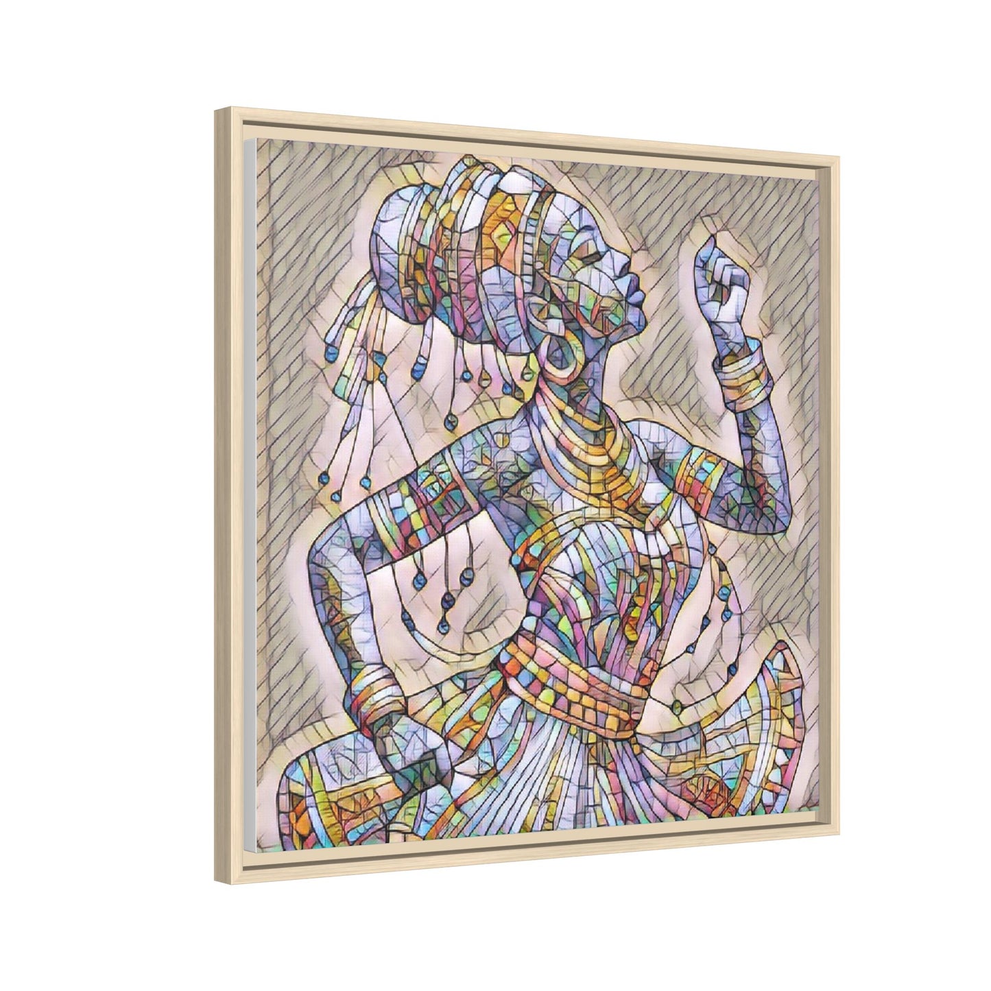 Framed Canvas Art — Colorful Mosaic Dancer