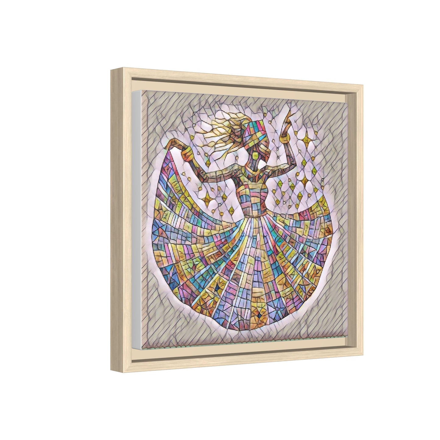 Colorful Mosaic Dance Framed Canvas Art