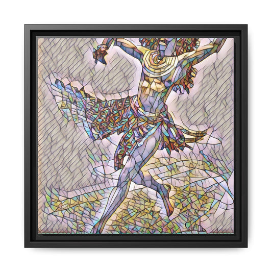 Framed Matte Canvas - Colorful Mosaic Ballerina Wall Art