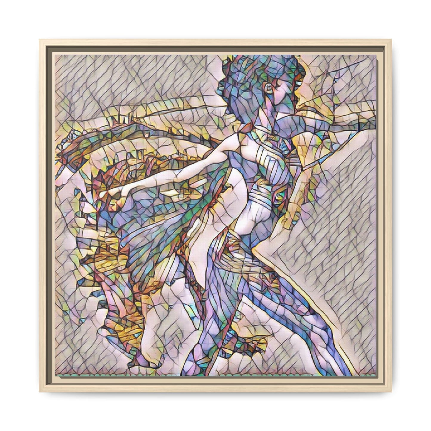 Abstract Stained-Glass Dancer Framed Canvas Art