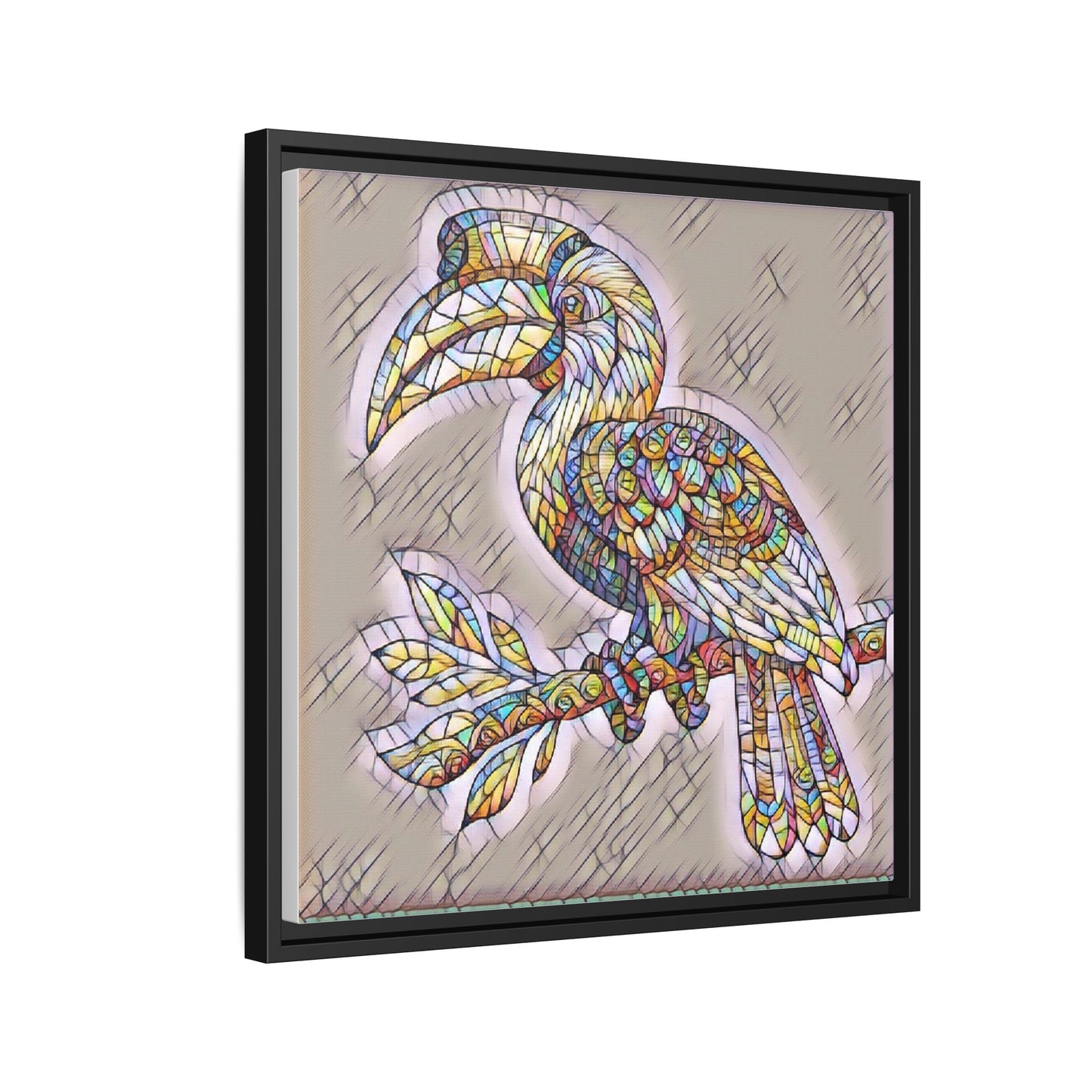 Colorful Stained Glass Toucan Matte Canvas Framed Wall Art