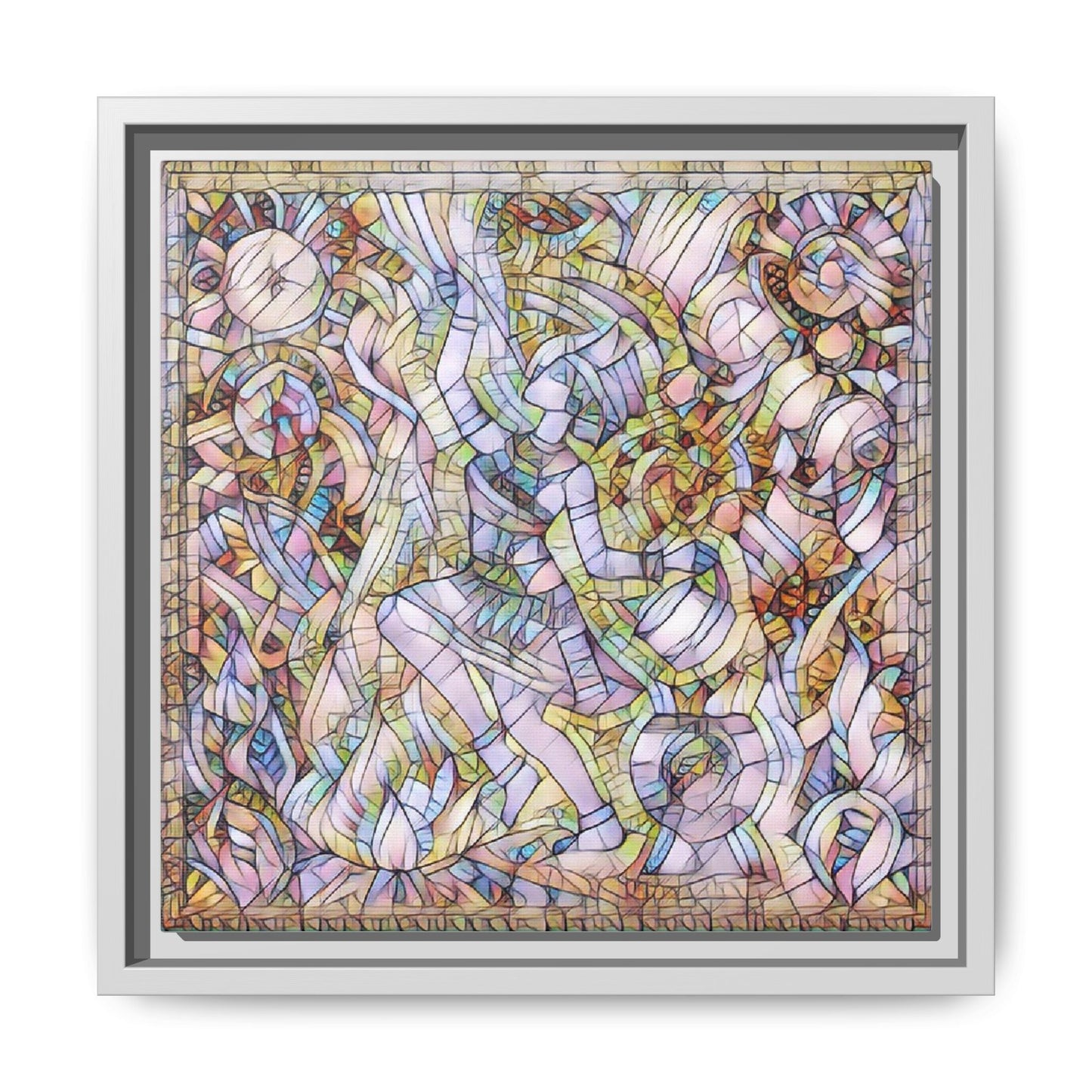 Abstract Stained Glass Dance Matte Framed Canvas