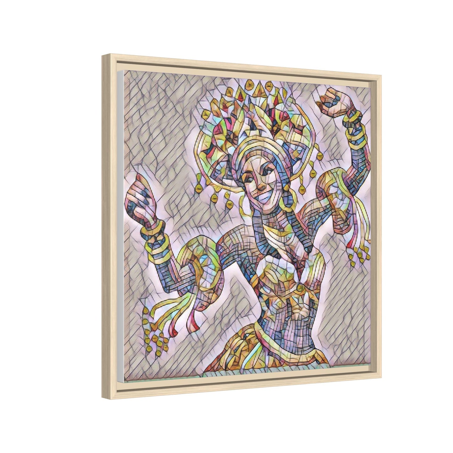 Framed Matte Canvas: Colorful Carnival Dancer Artwork – Vibrant Ethnic Dance Wall Art