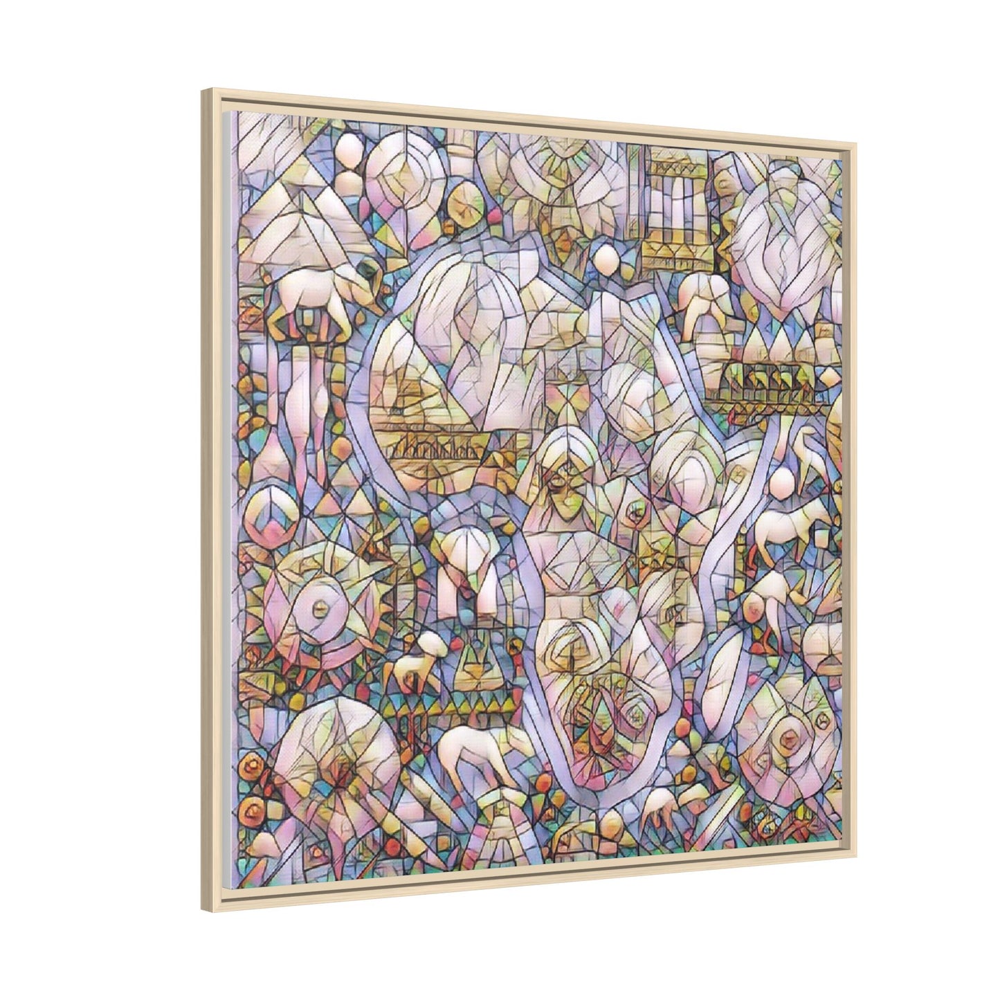 Abstract Stained-Glass Style Framed Canvas Print