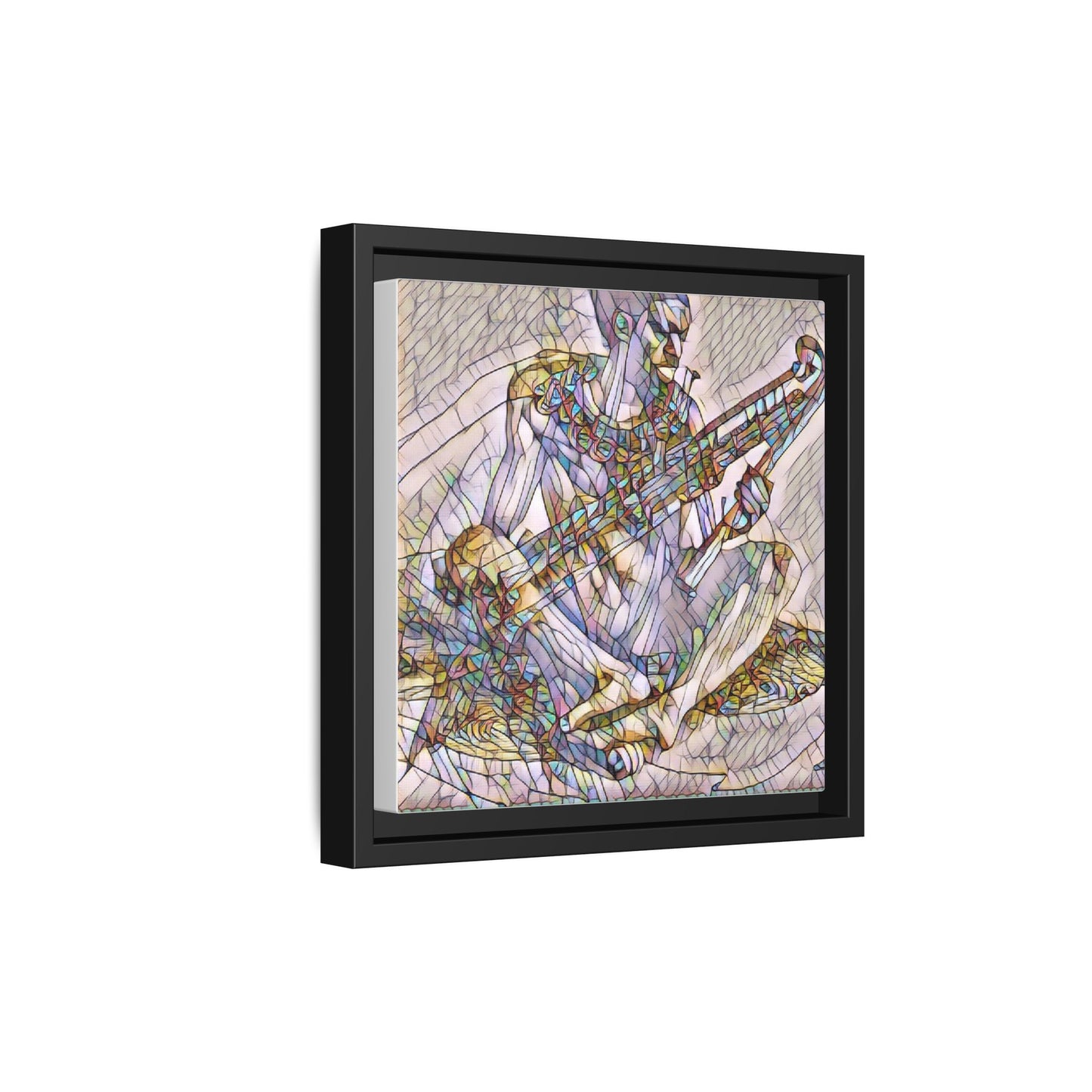 Framed Abstract Musician Canvas Art — Multicolor Modern Wall Decor